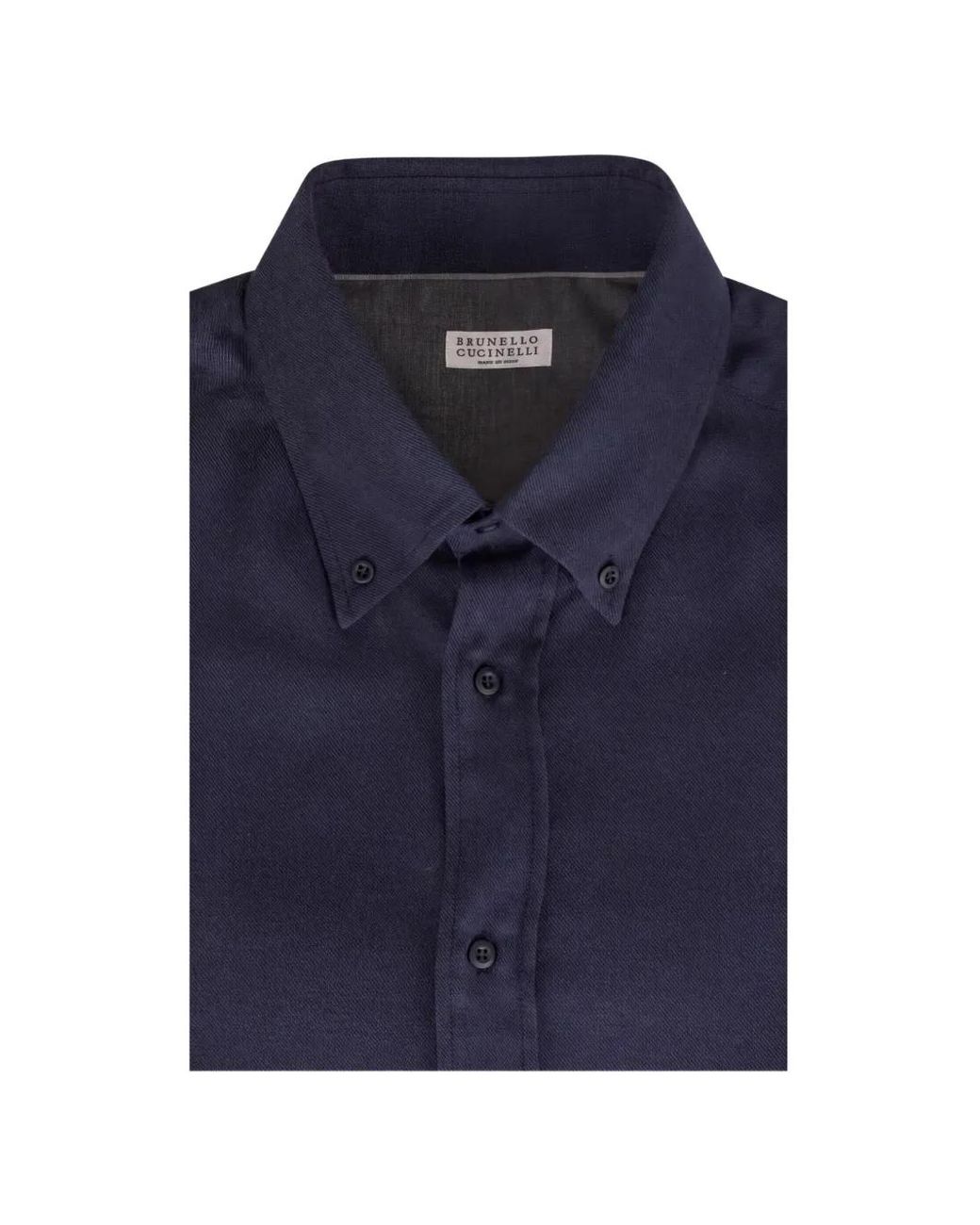 Brunello Cucinelli Blue Button-Down Cotton Shirt for men
