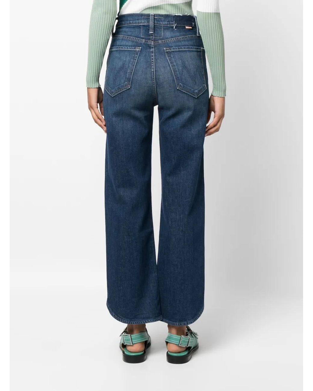 Mother Blue Rambler High-Rise Straight-Leg Jeans