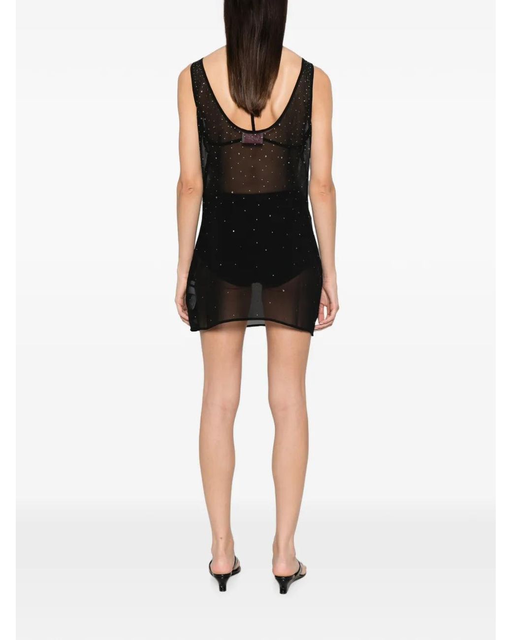 Mc2 Saint Barth Black Short Raya Dress With Degradé-Effect Rhinestones