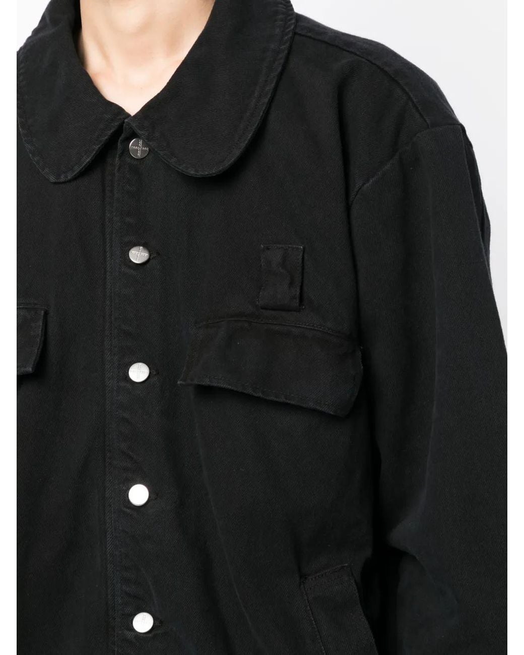 FOO AND FOO Black Buttoned Dyed Denim Jacket for men