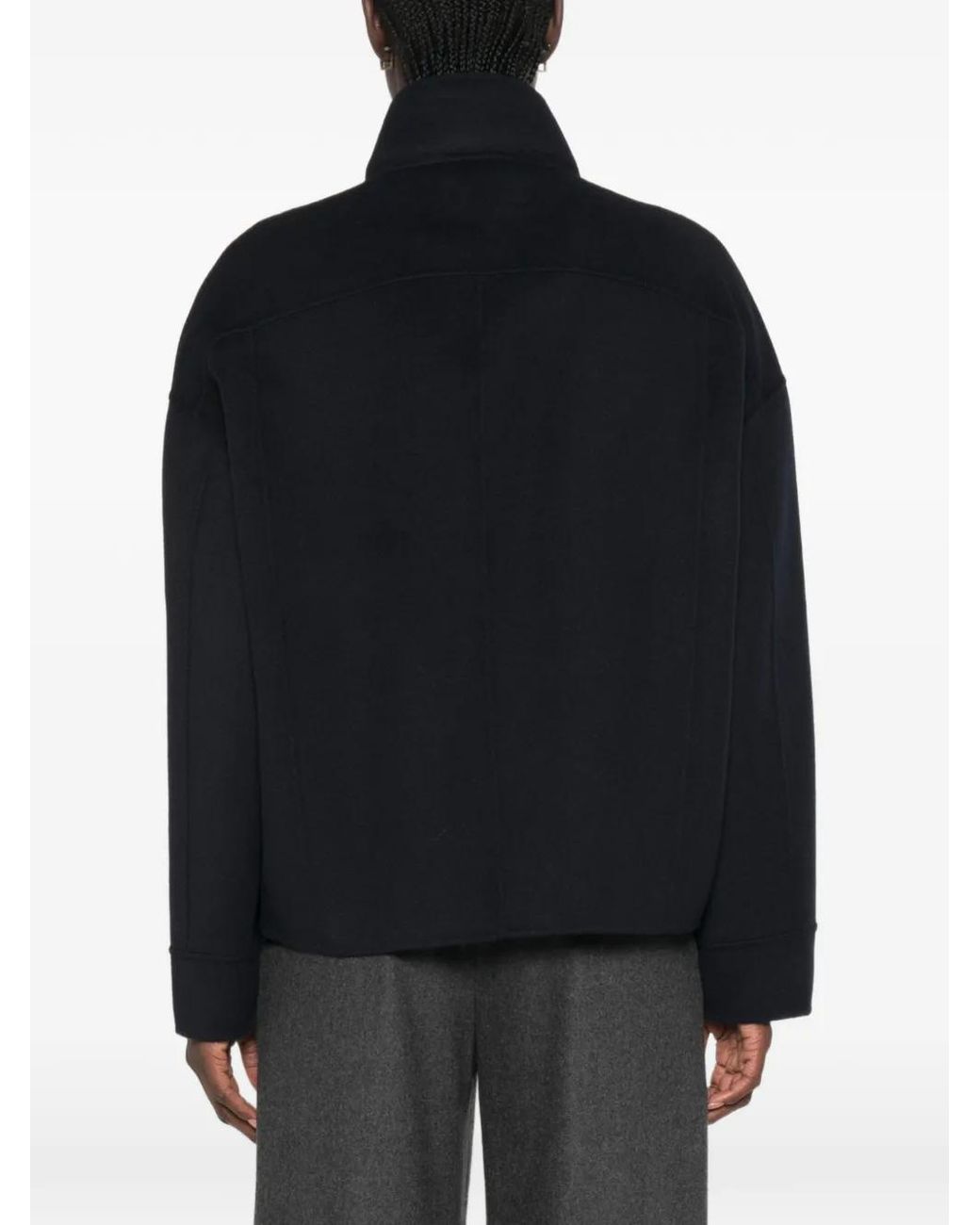 Max Mara Black Double-Breasted High-Neck Jacket