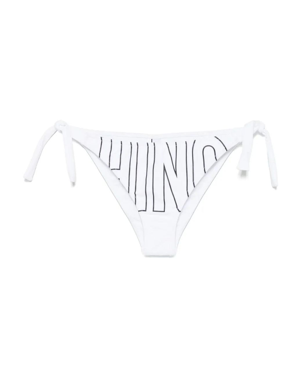 Moschino White Rubber Logo Bikini Bottoms