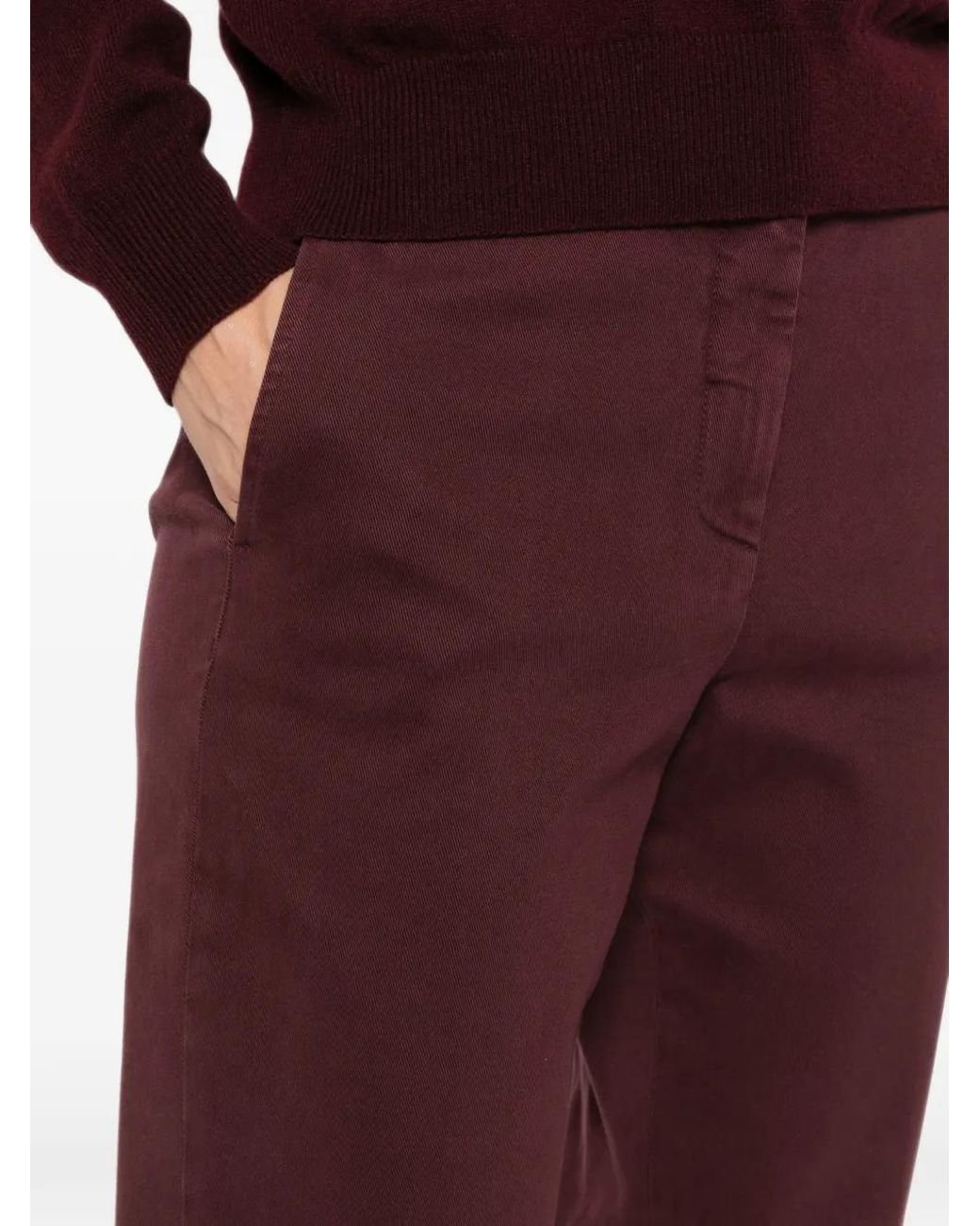Peserico Purple Stretch-Cotton Straight Trousers