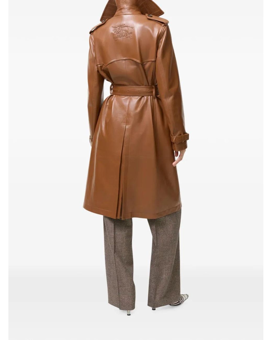 Burberry Brown Long Leather Foxfield Trench Coat