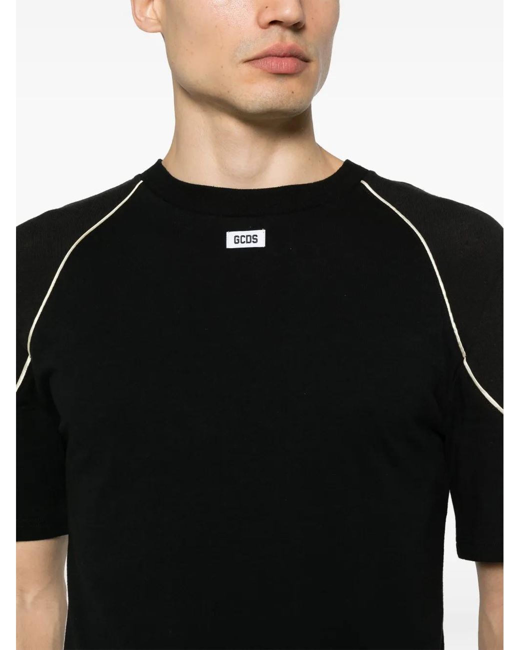 Gcds Black Cotton T-Shirt With Comma for men