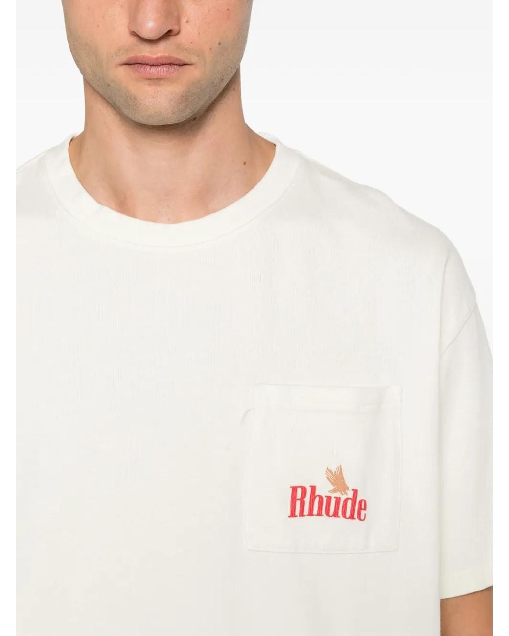 Rhude White American Spirit Pocket Tee for men