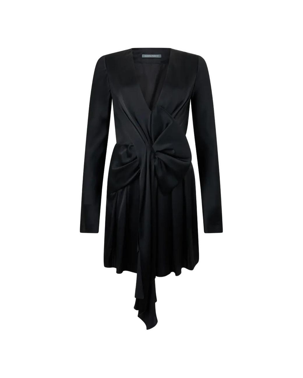 Alberta Ferretti Black Knot-Detail Draped Mini Dress