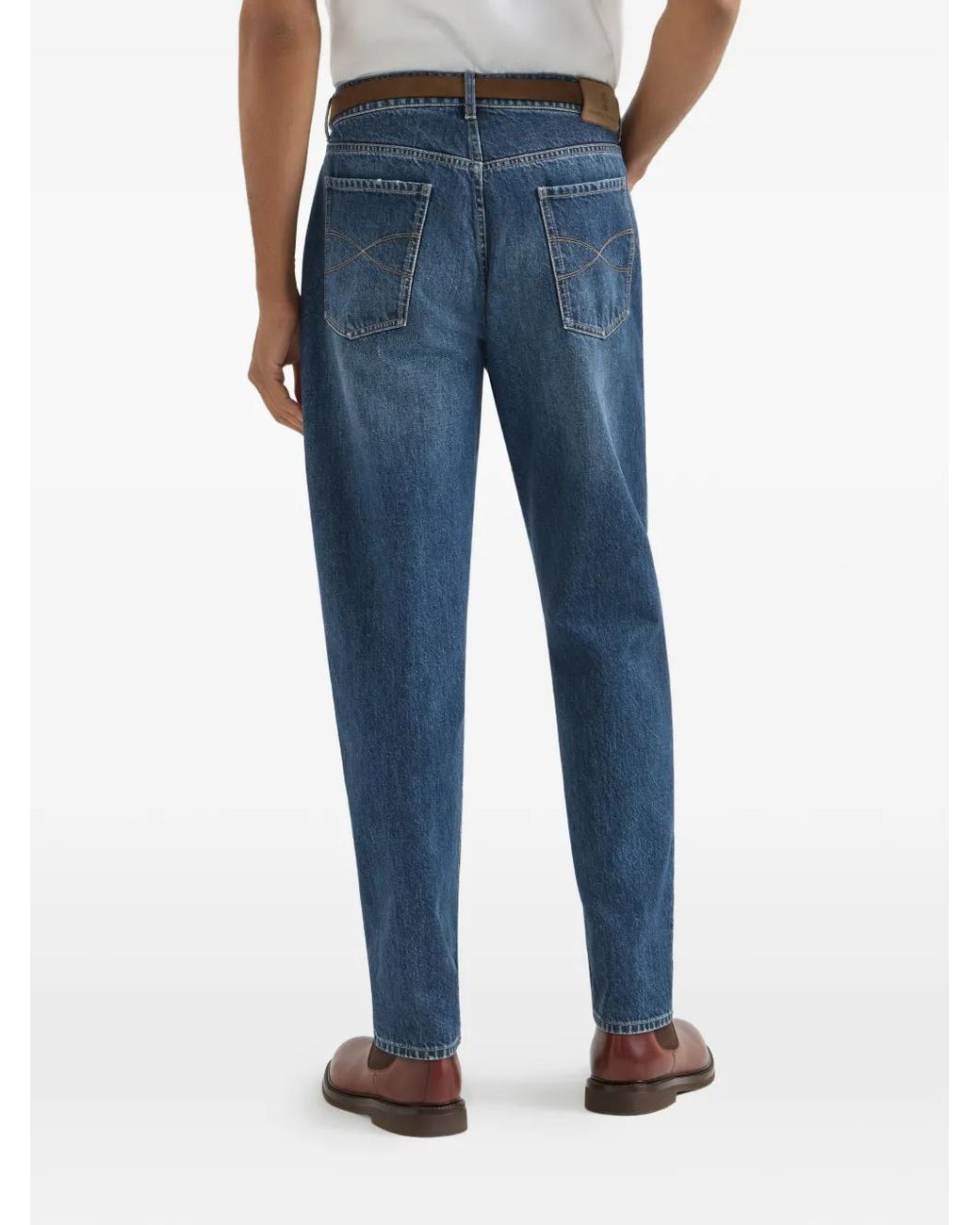 Brunello Cucinelli Blue Pantalon En Jean À Coupe Cinq Poches for men