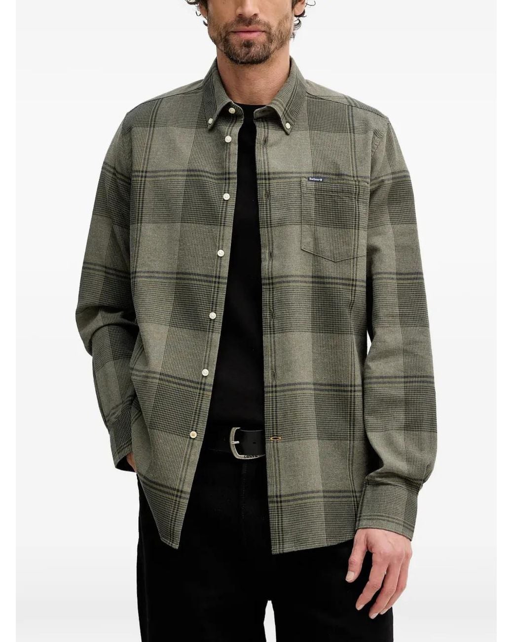 Barbour Gray Heaney Checked Tailored Shirt for men