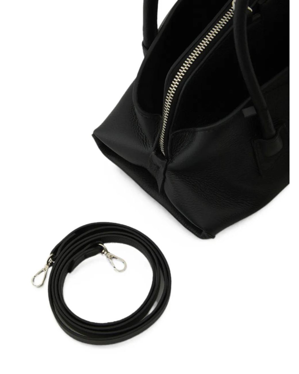 The Attico Black Mini La Passeggiata Grain-Effect Leather Tote Bag