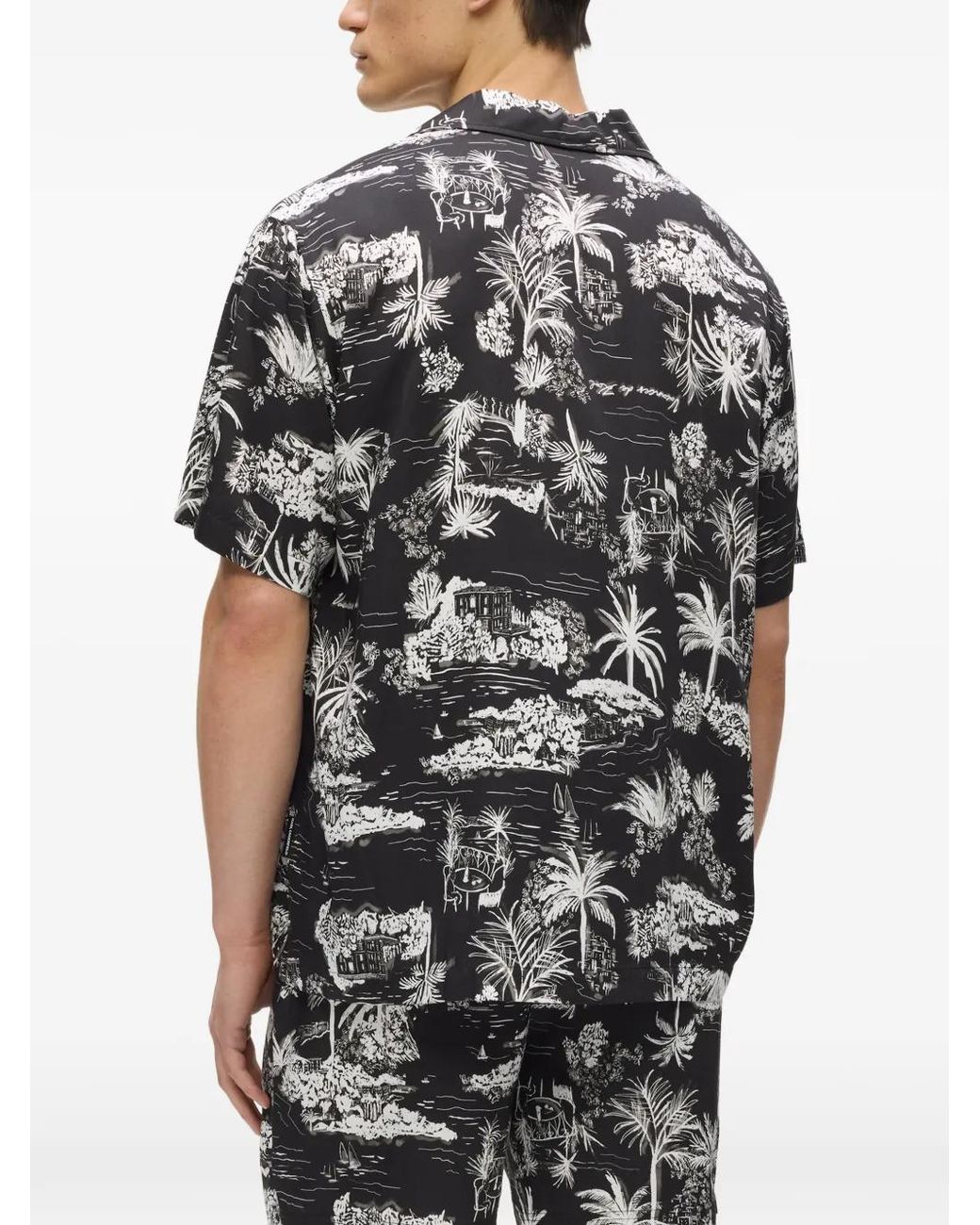 Karl Lagerfeld Black Vacances Print Shirt for men