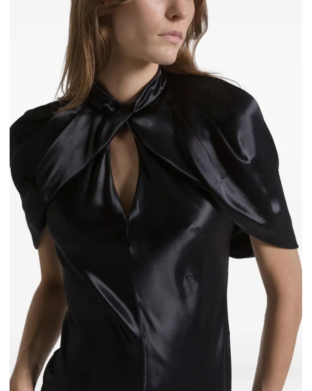 Alberta Ferretti Black Tie-Fastening Maxi Dress