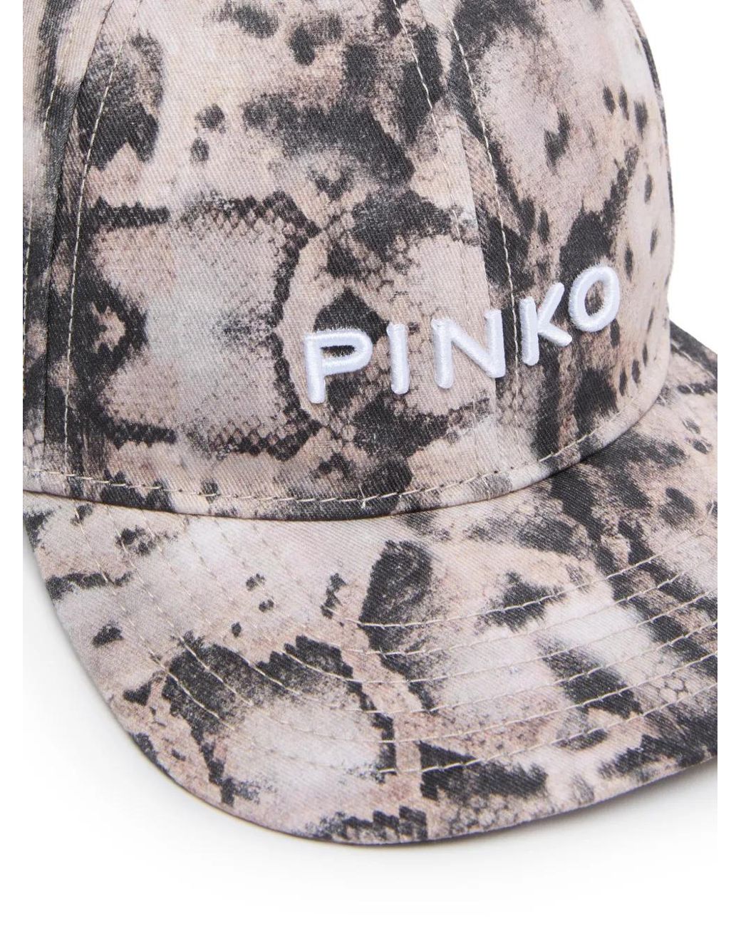Pinko White Cap With Peak And Snake Print