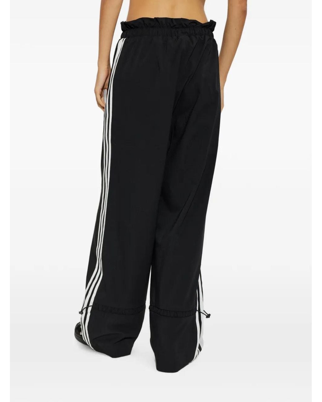 Adidas Black Logo-Embroidered Side-Stripe Track Pants