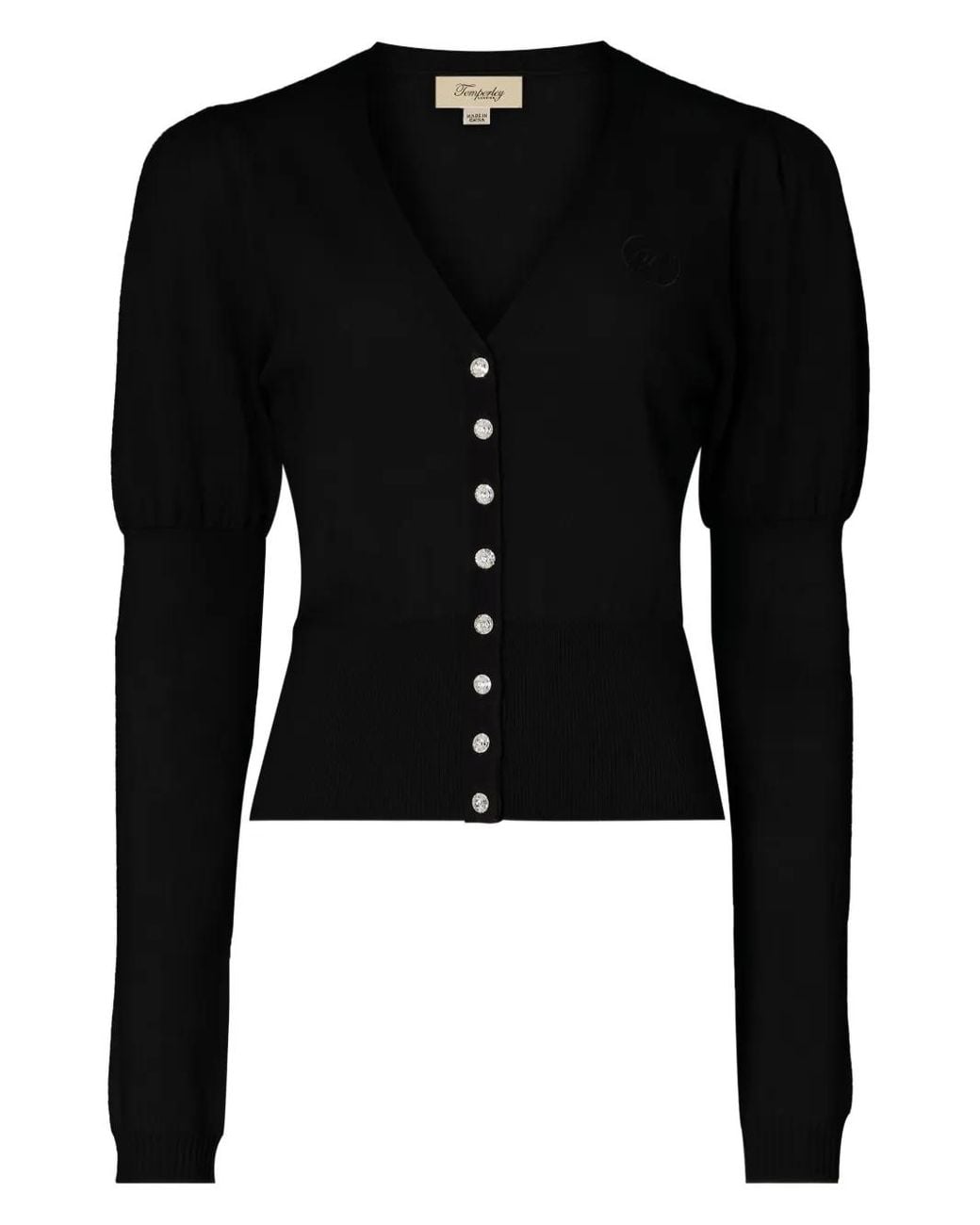 Temperley London Black Puff-Sleeve Cardigan