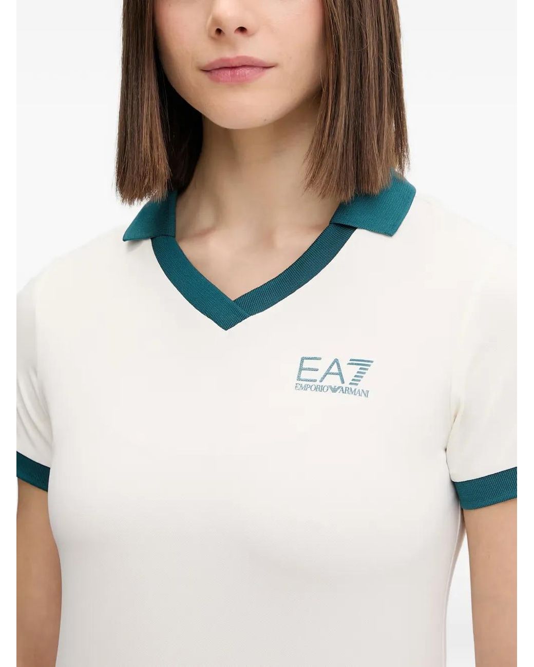 EA7 White Logo-Print T-Shirt