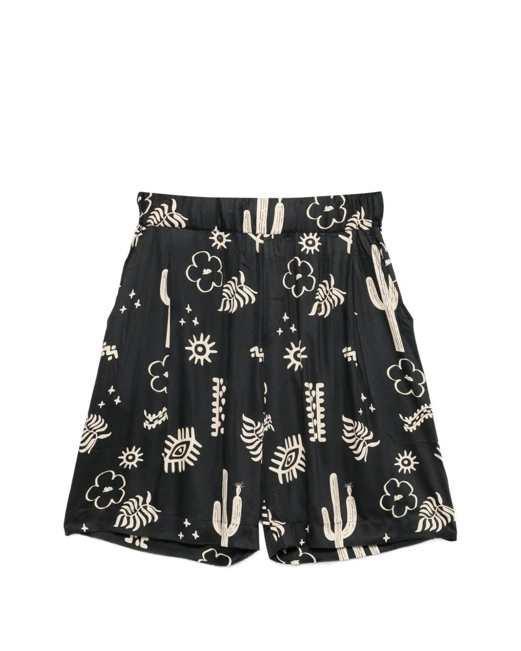 A PAPER KID Black Graphic-Print Shorts for men