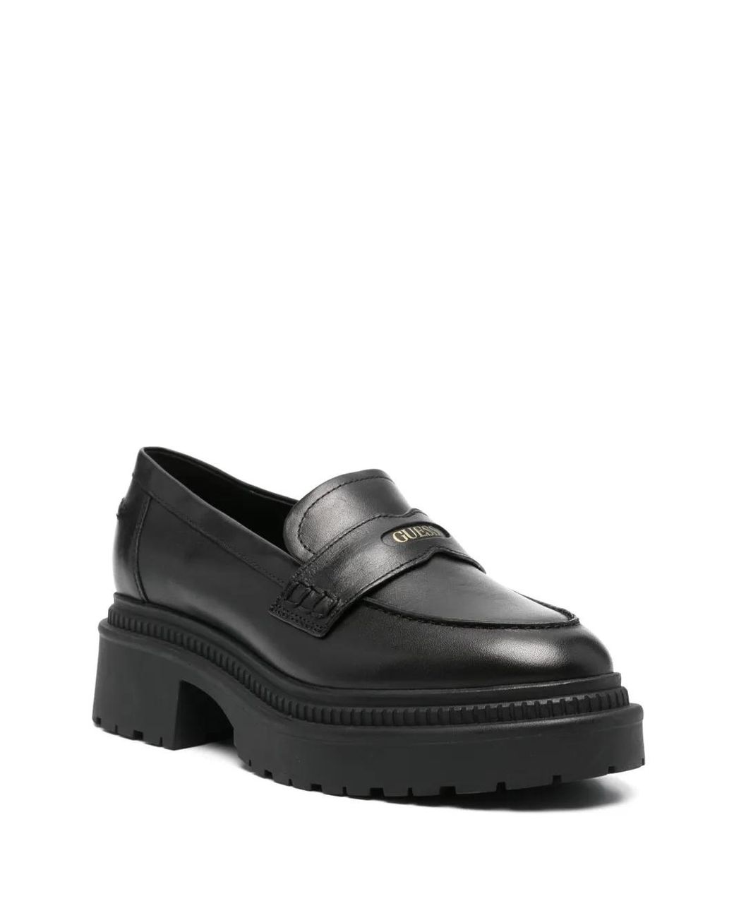 Guess Black Logo-Stamp Loafers