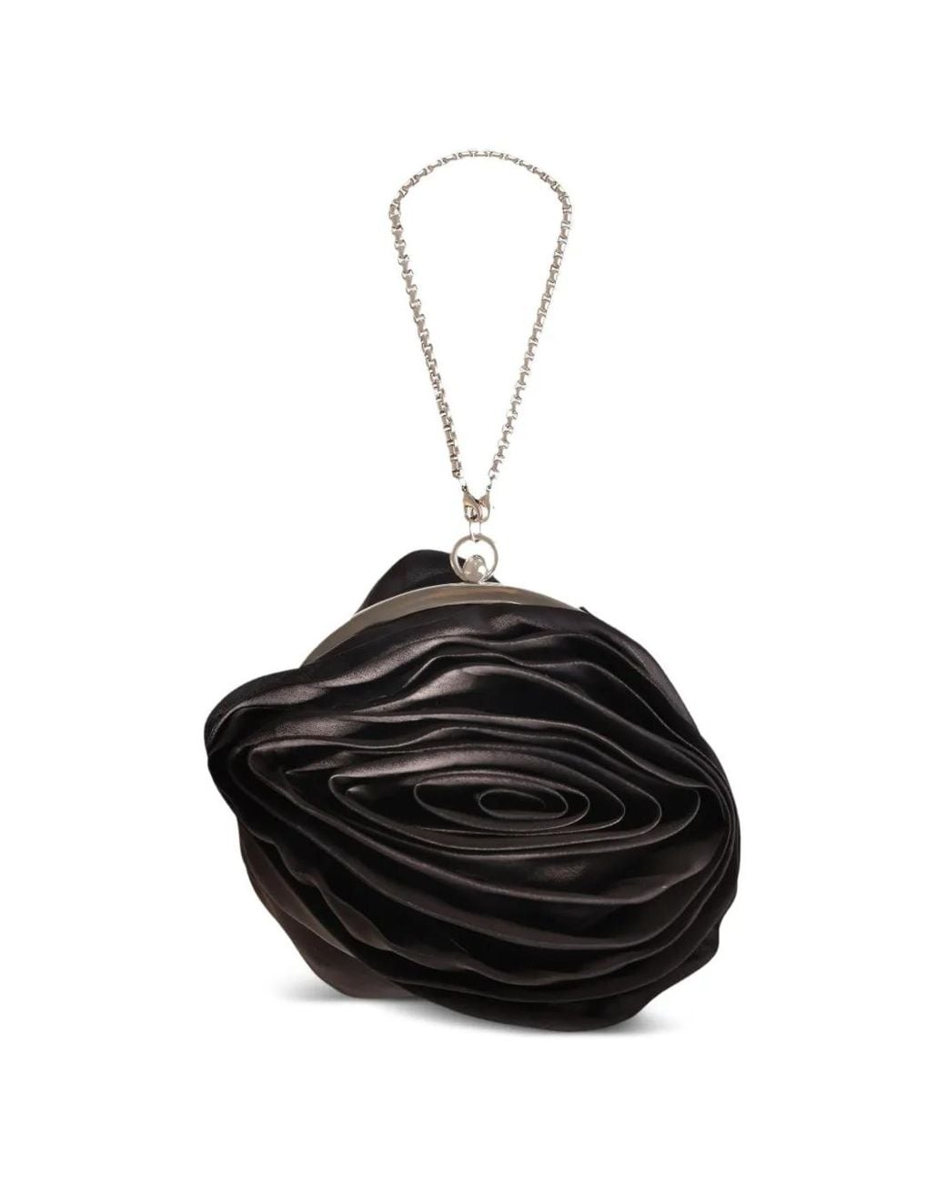 Gemy Maalouf Black Floral-Design Clutch Bag