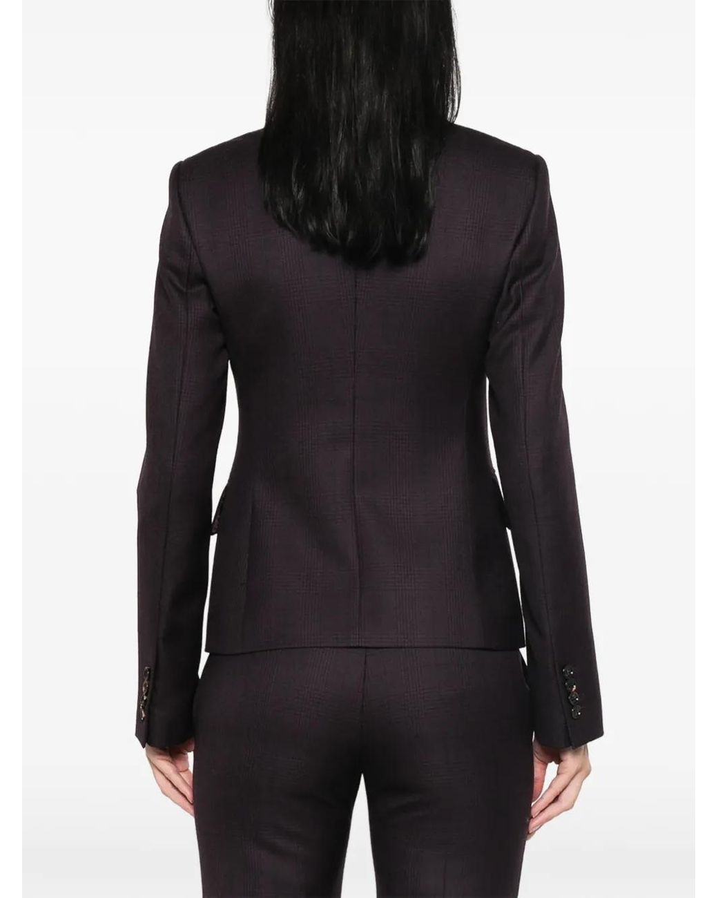 Burberry Purple Check Wool Tailored Jacket