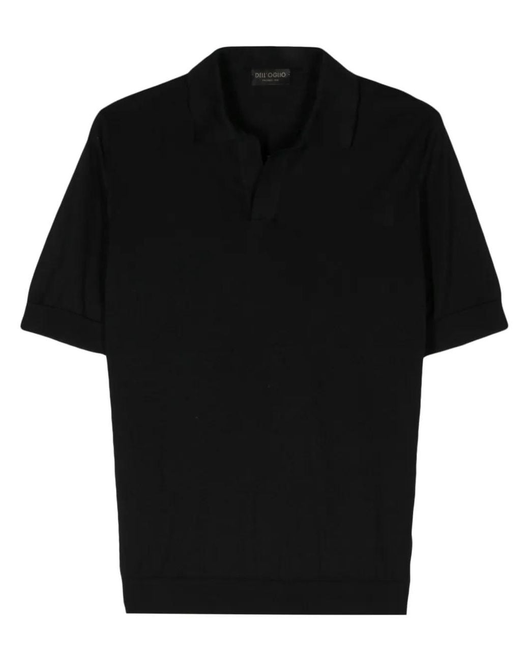 Dell'Oglio Black Short-Sleeve Cotton Polo Shirt for men