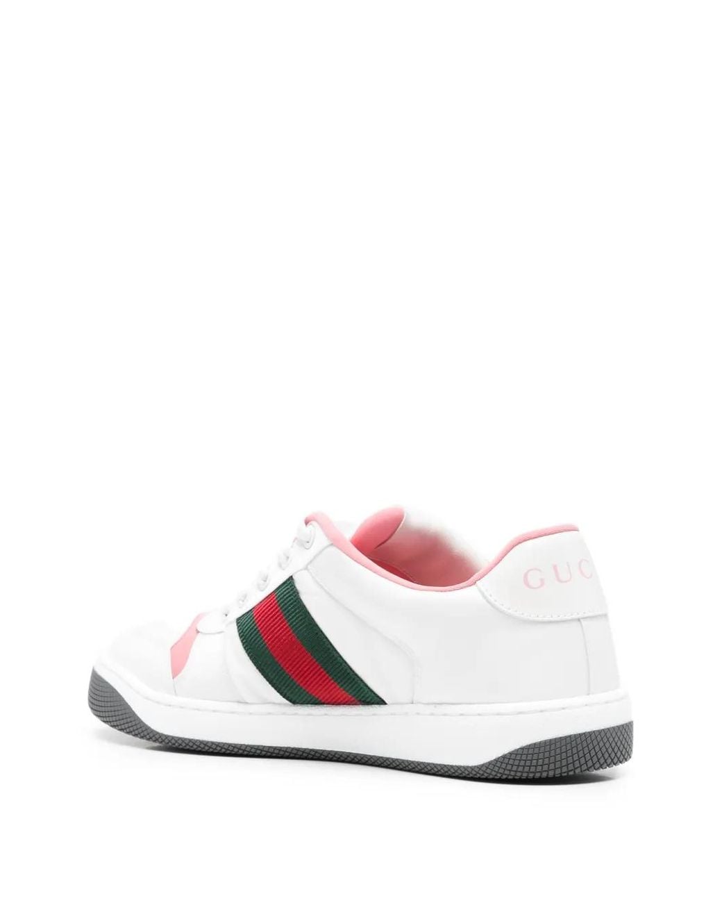 Gucci White Screener Web-Stripe Sneakers