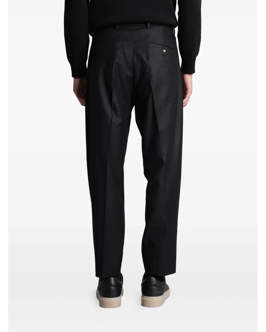 Grayed Black Pleated Trousers for men