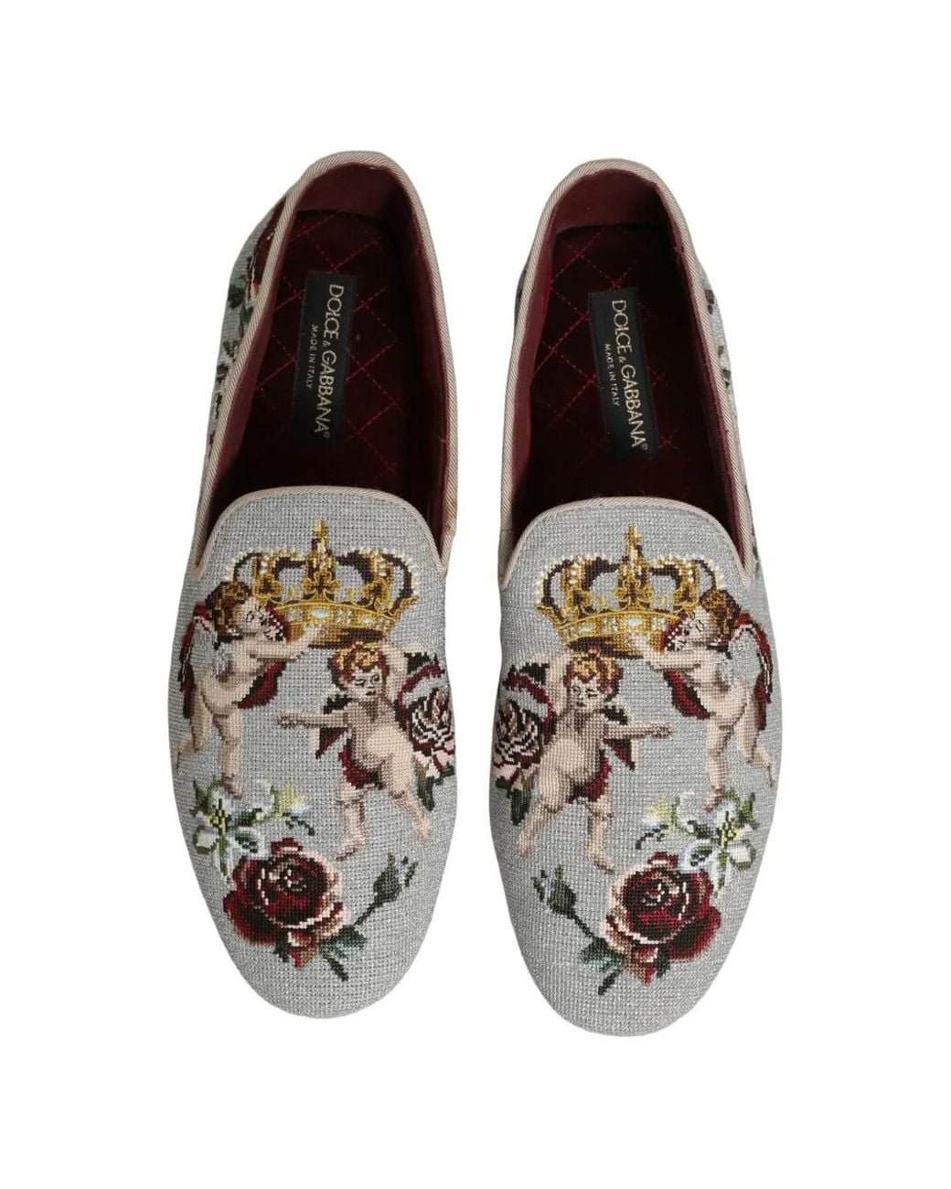 Dolce & Gabbana White Angel-Embroidery Loafers for men