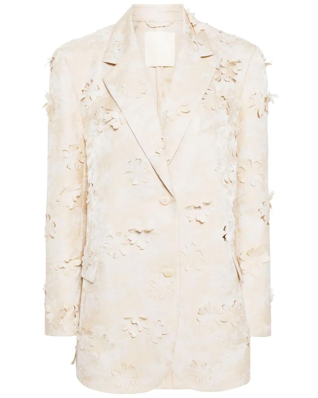 JNBY Natural Floral-Appliqué Single-Breasted Blazer