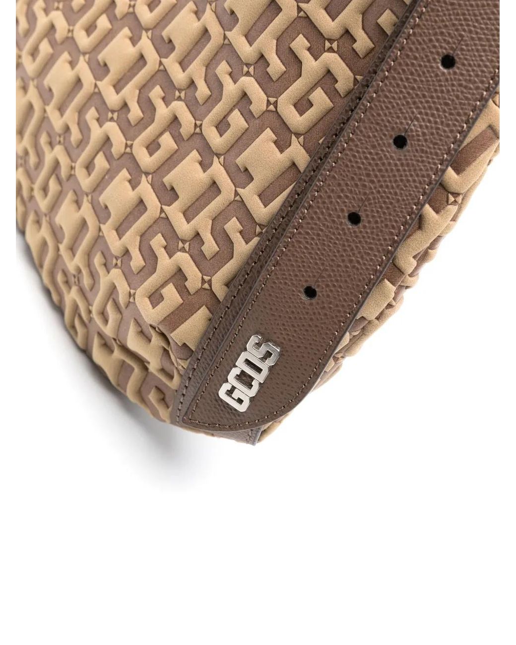 Gcds Brown Comma Monogram-Embossed Small Shoulder Bag