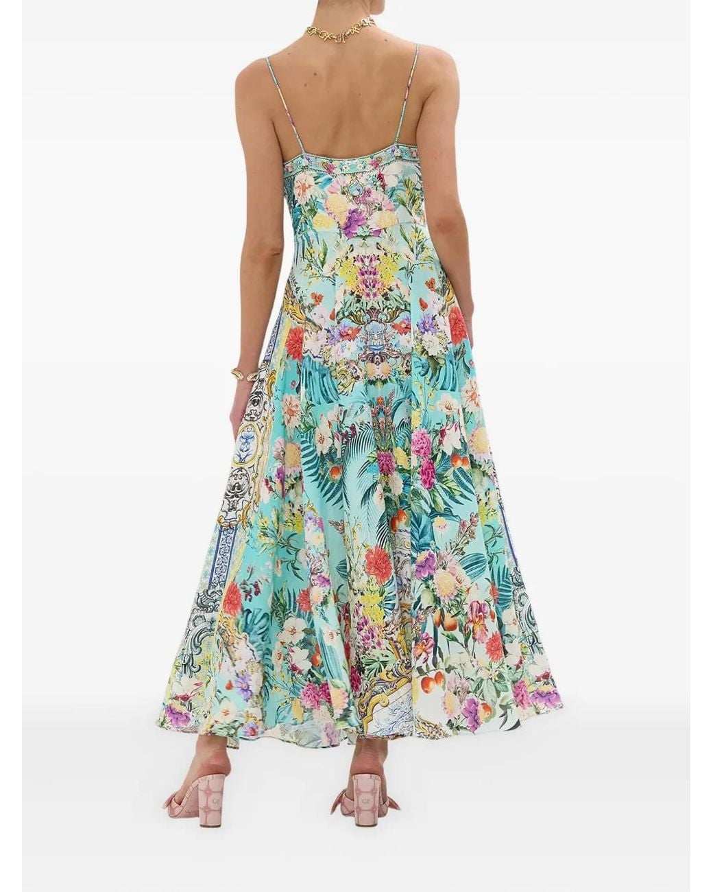 Camilla Blue Floral-Pattern Maxi Dress