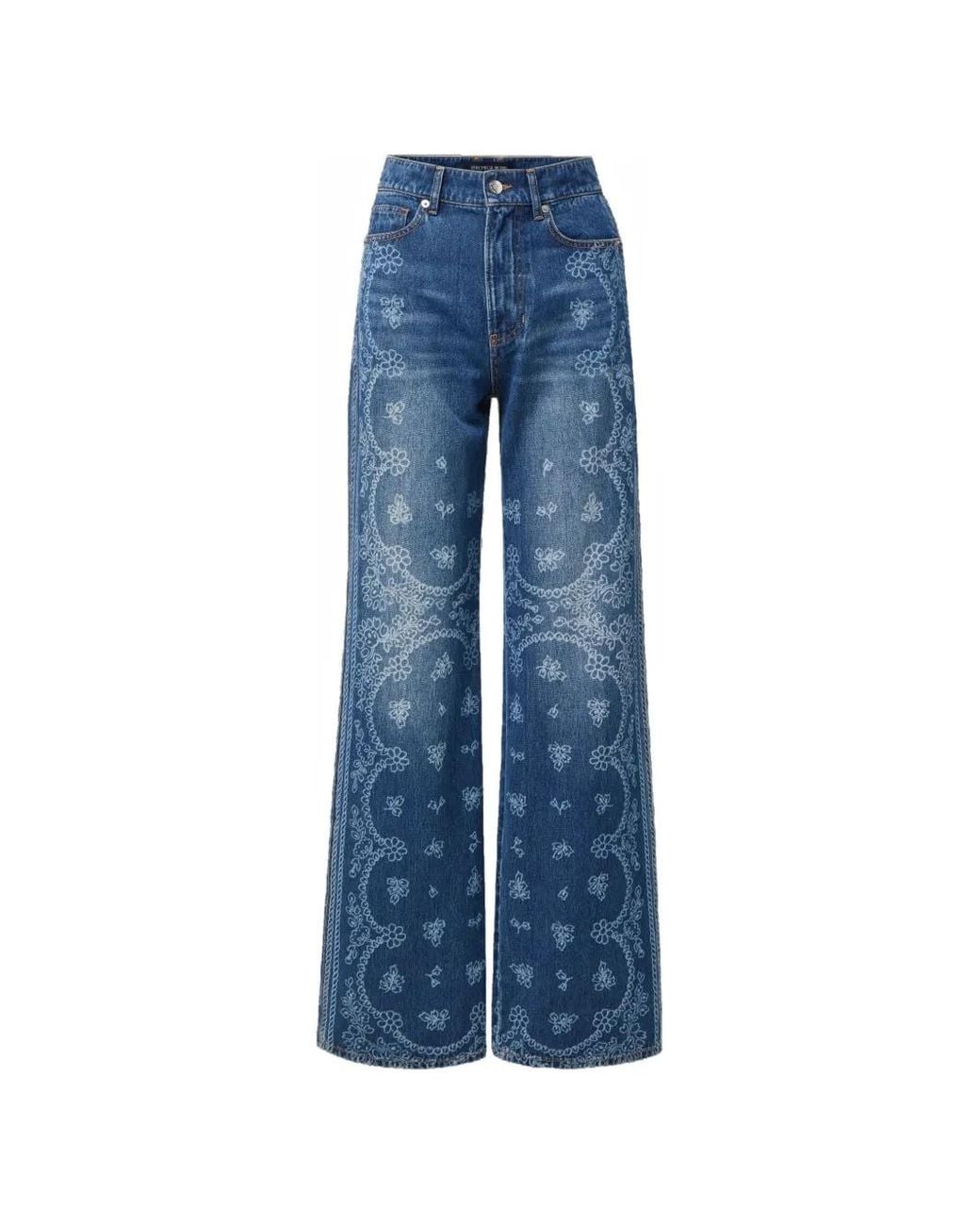 Veronica Beard Blue Taylor Laser-Print Jeans
