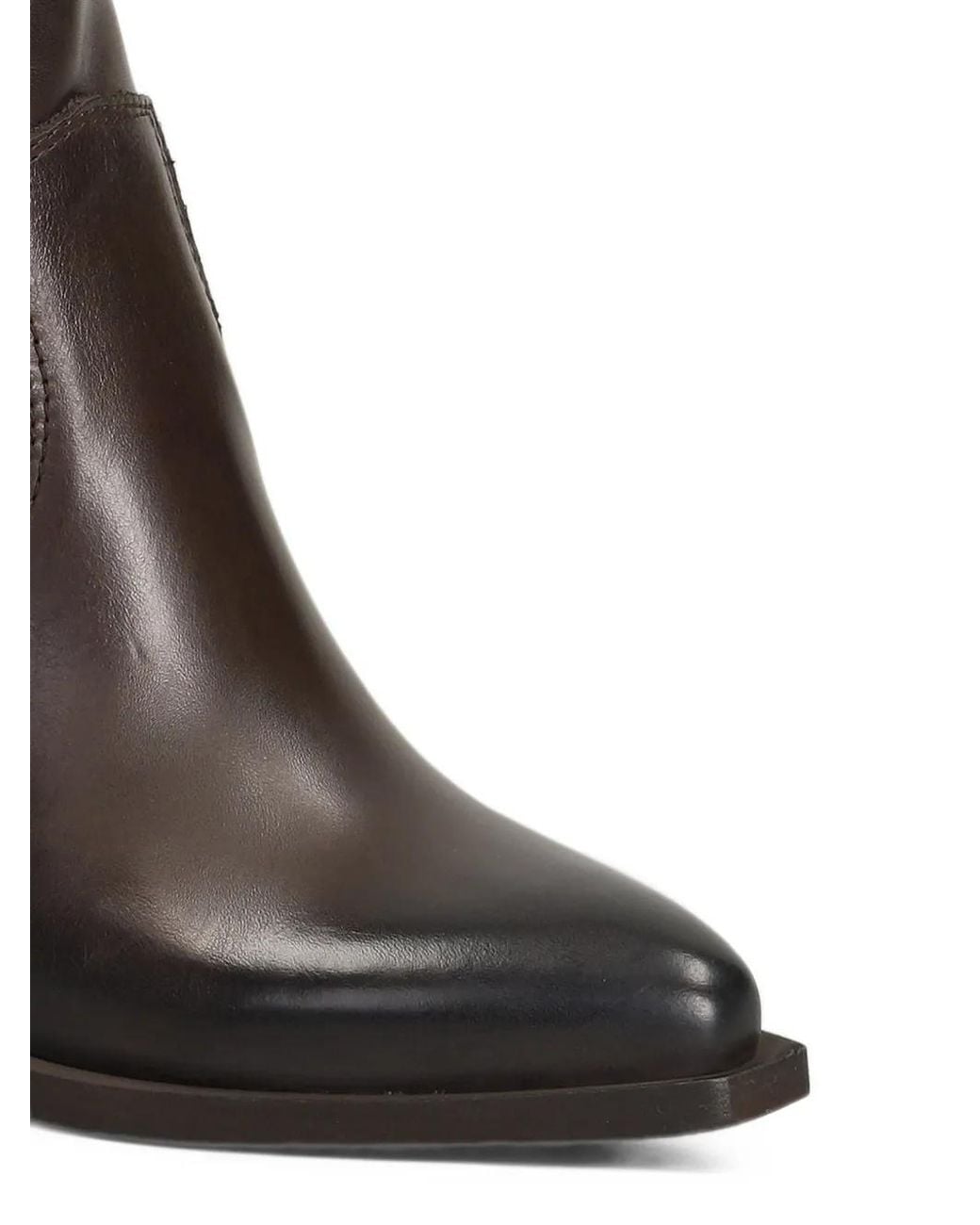 METISSE Black Texan Stitching-Detail Pointed-Toe Ankle Boots