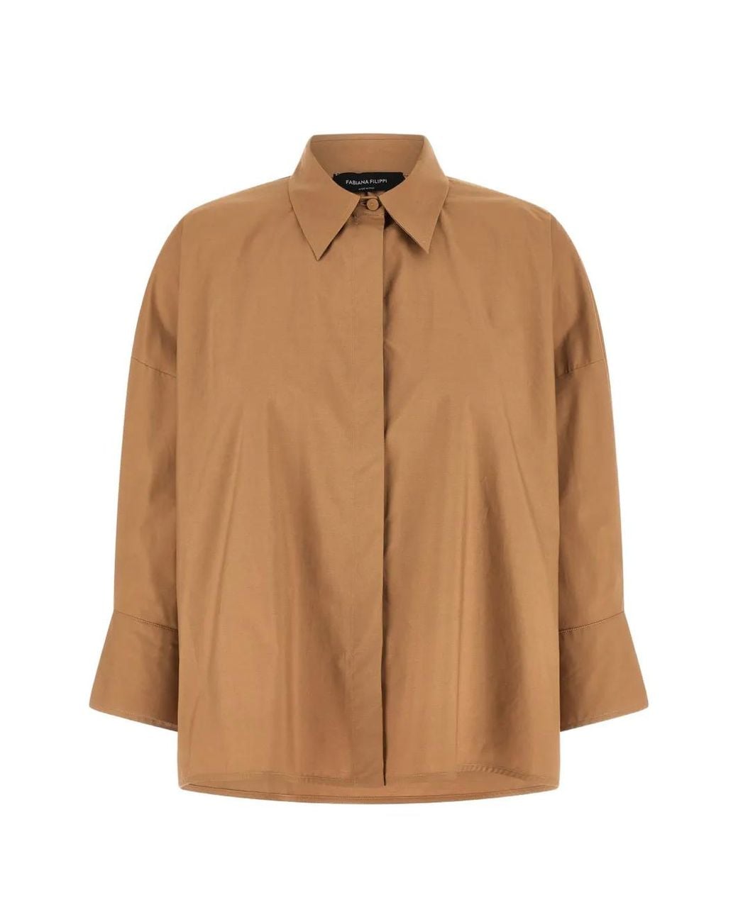 Fabiana Filippi Brown Tulle Diamond-Thread Shirt