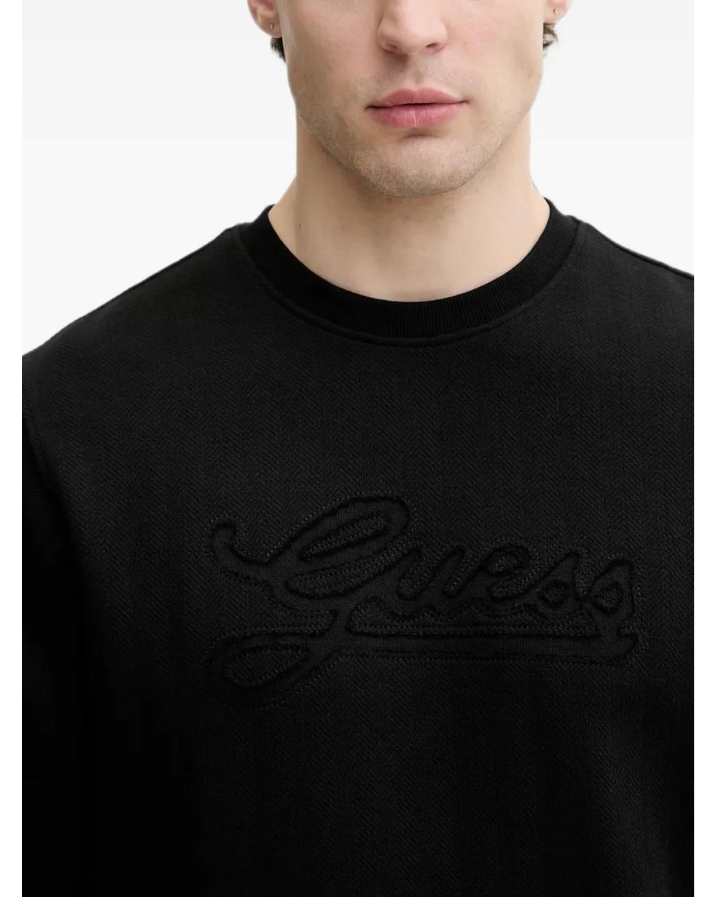 Guess Black Sweat À Logo Brodé for men