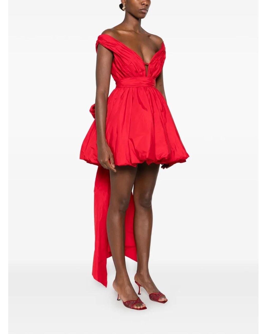 Blumarine Red Bow-Detail Ruched Mini Dress