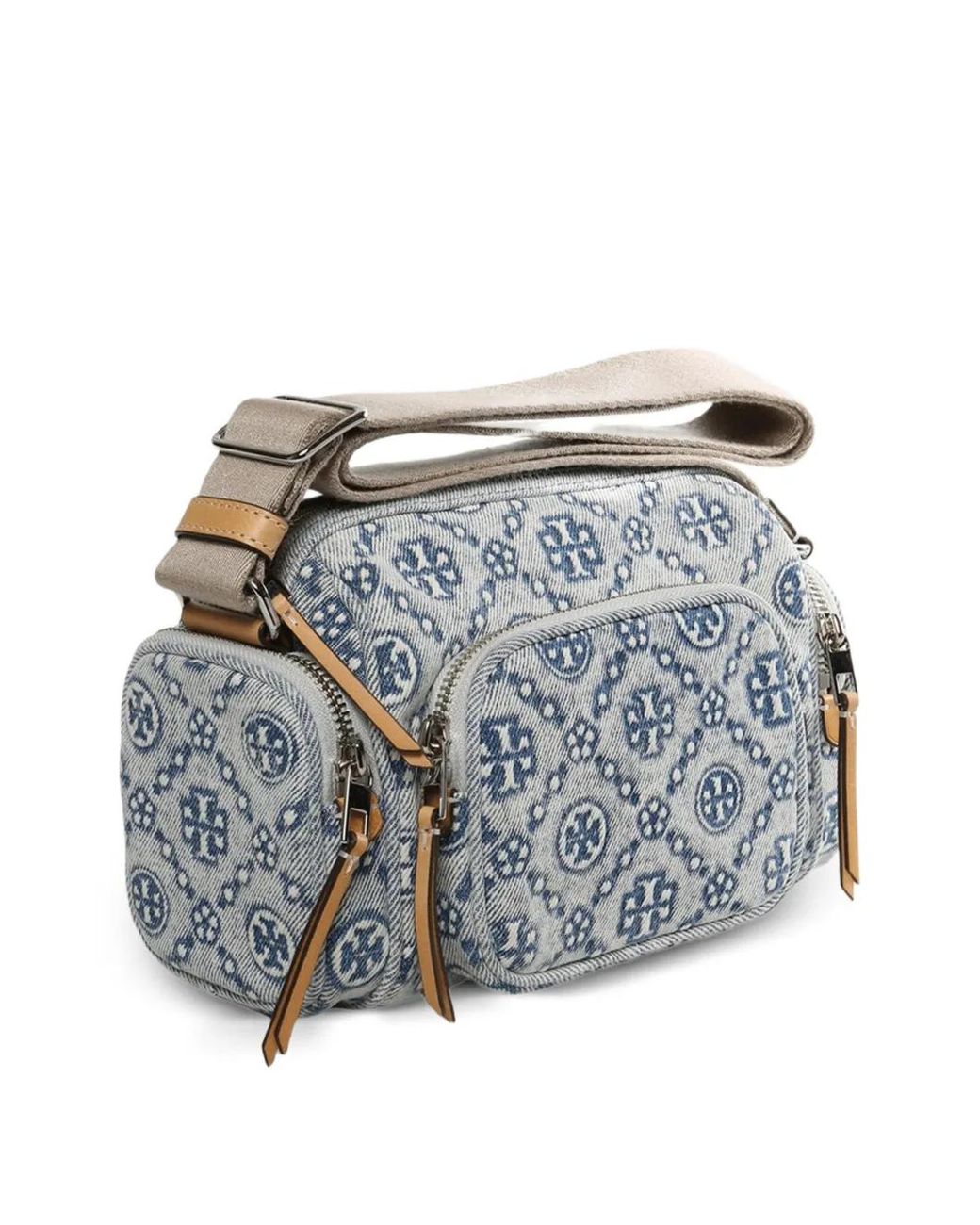 Tory Burch Gray T Monogram Zip-Fastening Cross Body Bag