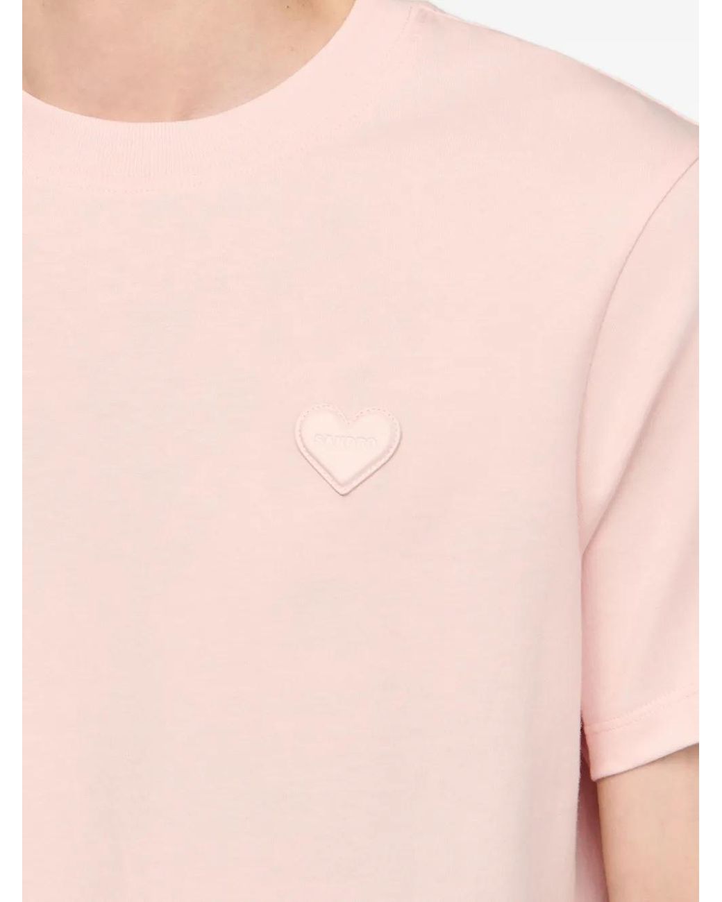 Sandro Pink T-Shirt With Heart Patch for men