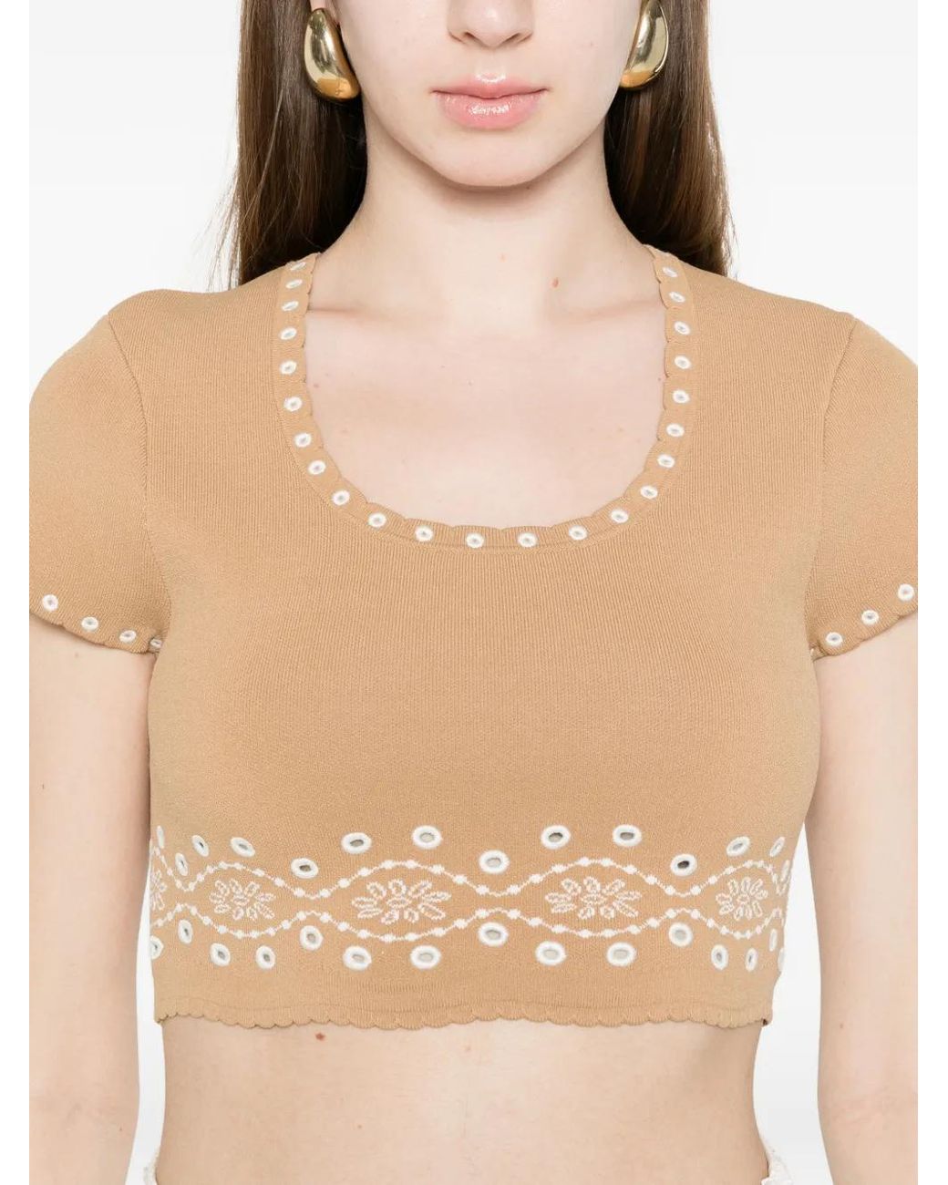 Sandro Natural T-Shirt À Coupe Crop