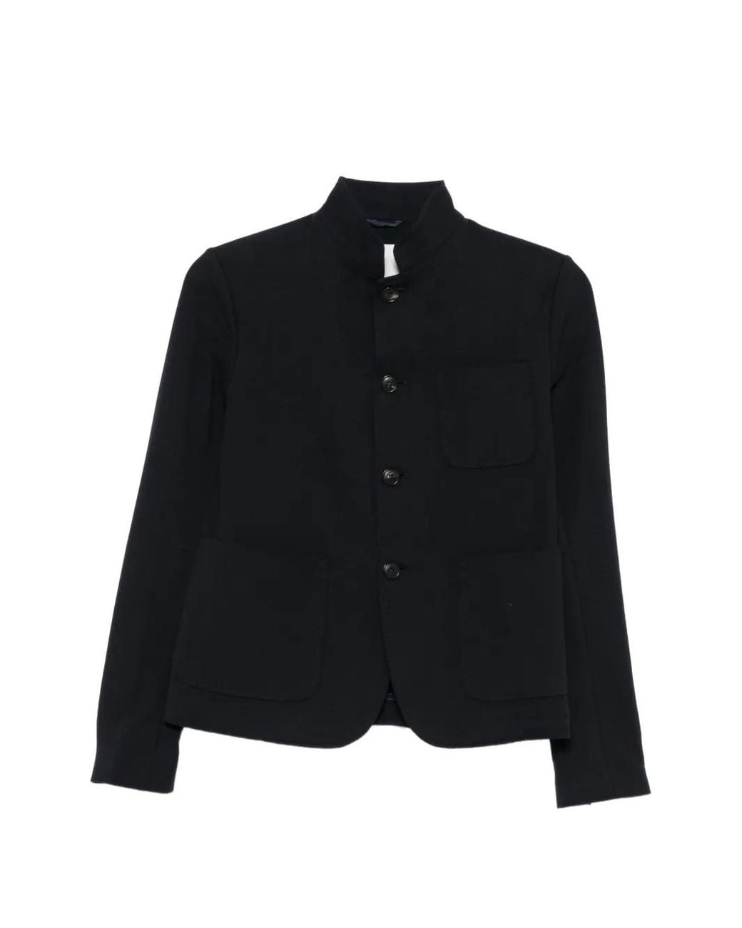 Circolo 1901 Black Mandarin-Collar Patch-Pocket Jacket
