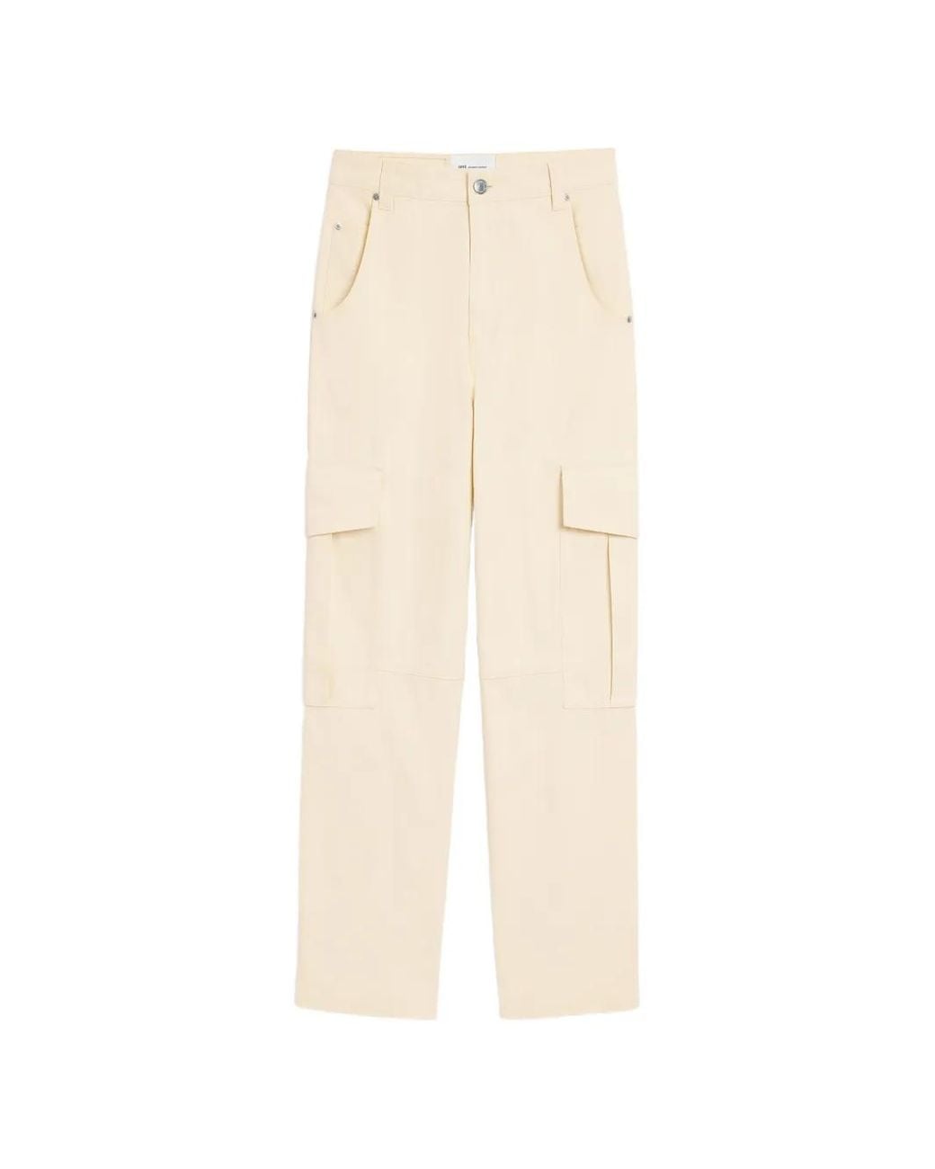 AMI White Baggy-Fit Cargo Cotton Trousers for men