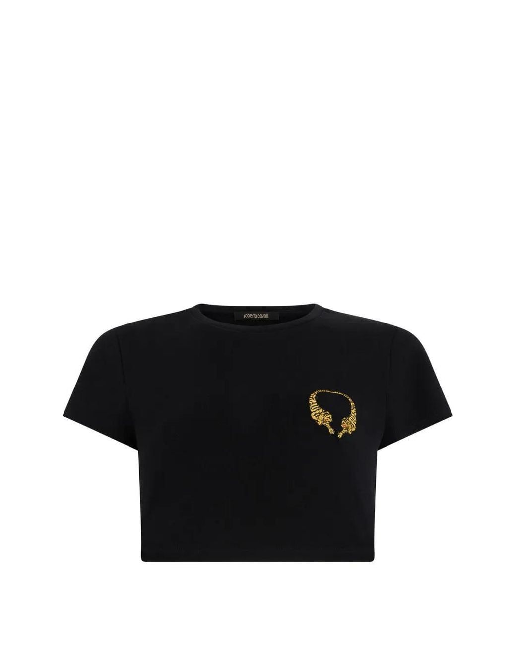 Roberto Cavalli Black Cropped T-Shirt