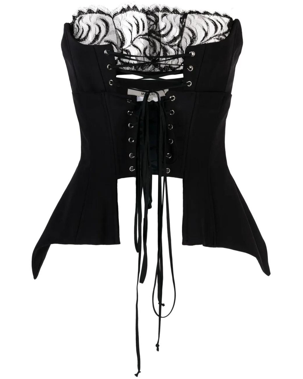 MANURI Corset-Style Panelled-Lace Top in Black | Lyst UK