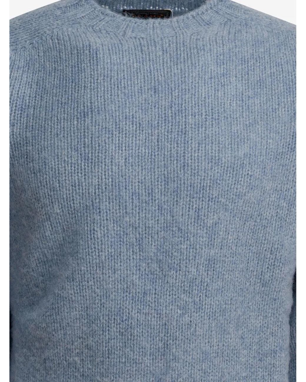 Beams Plus Blue Crew-Neck Sweater for men
