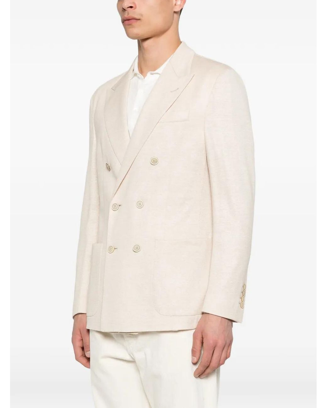 Eleventy White Double-Breasted Blazer for men