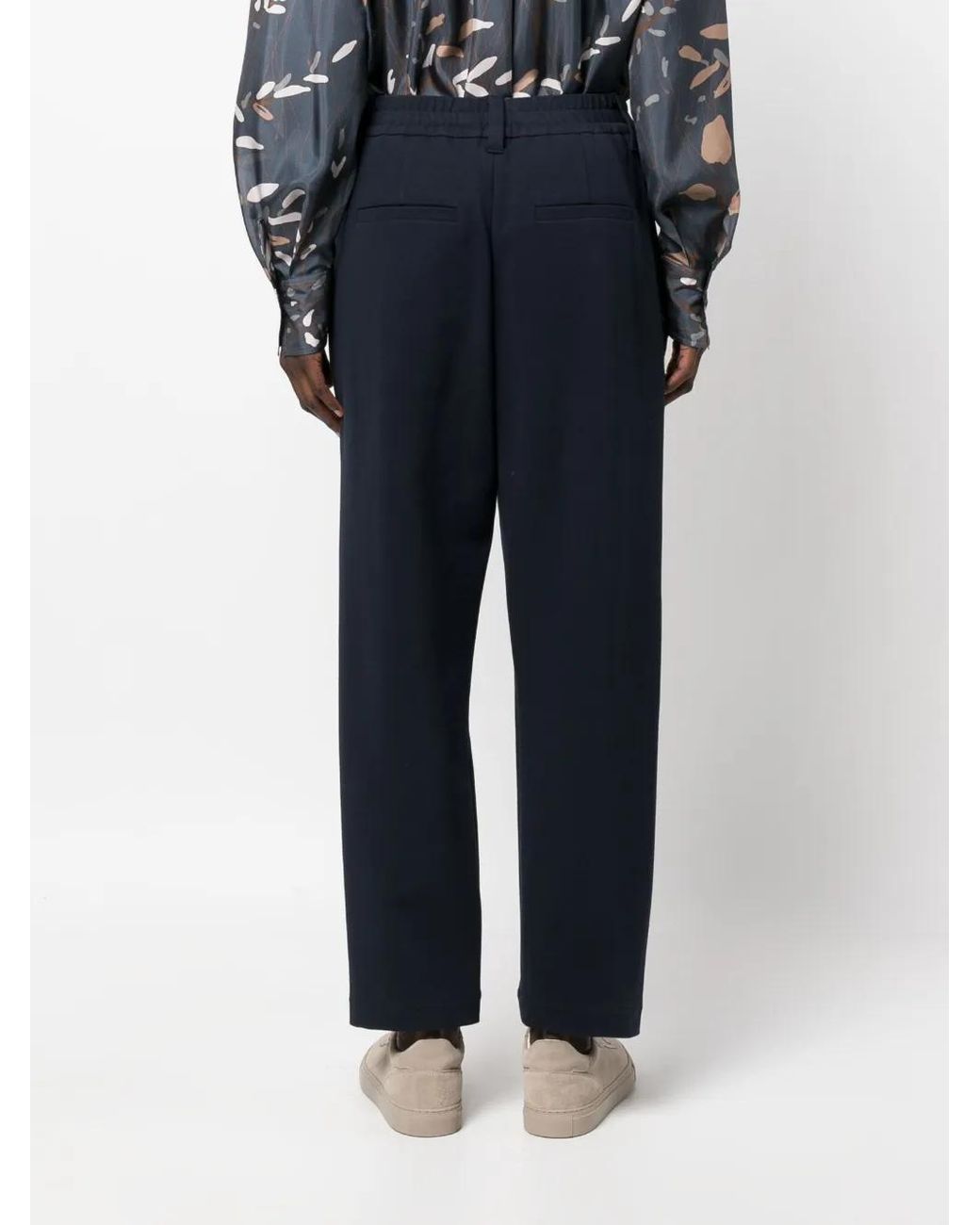 Brunello Cucinelli Blue Cotton Blend Drawstring Trousers
