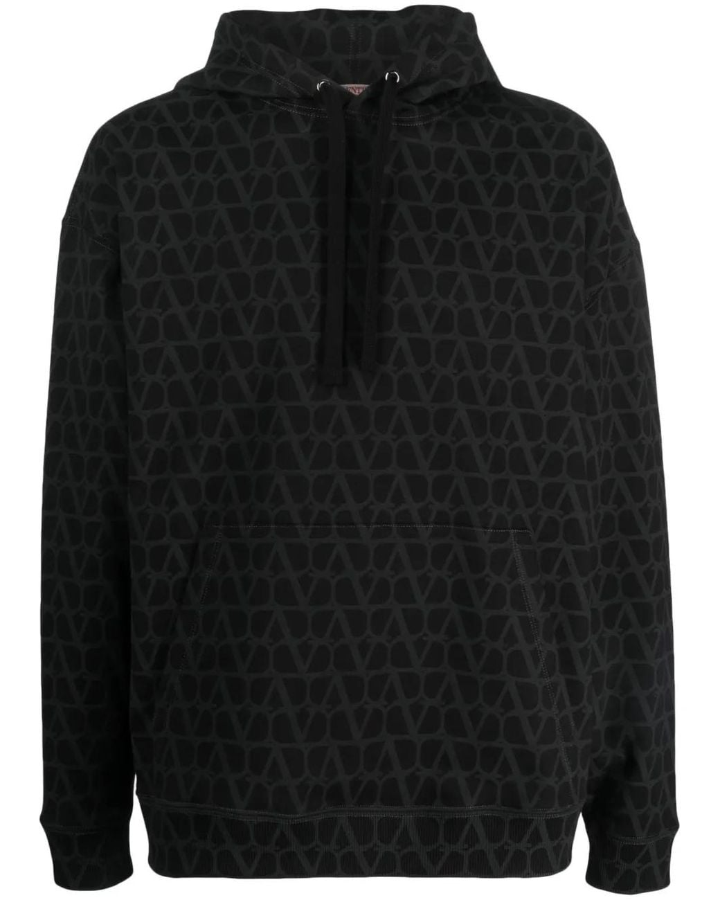 Valentino Garavani Black Toile Iconographe-Print Cotton Hoodie for men