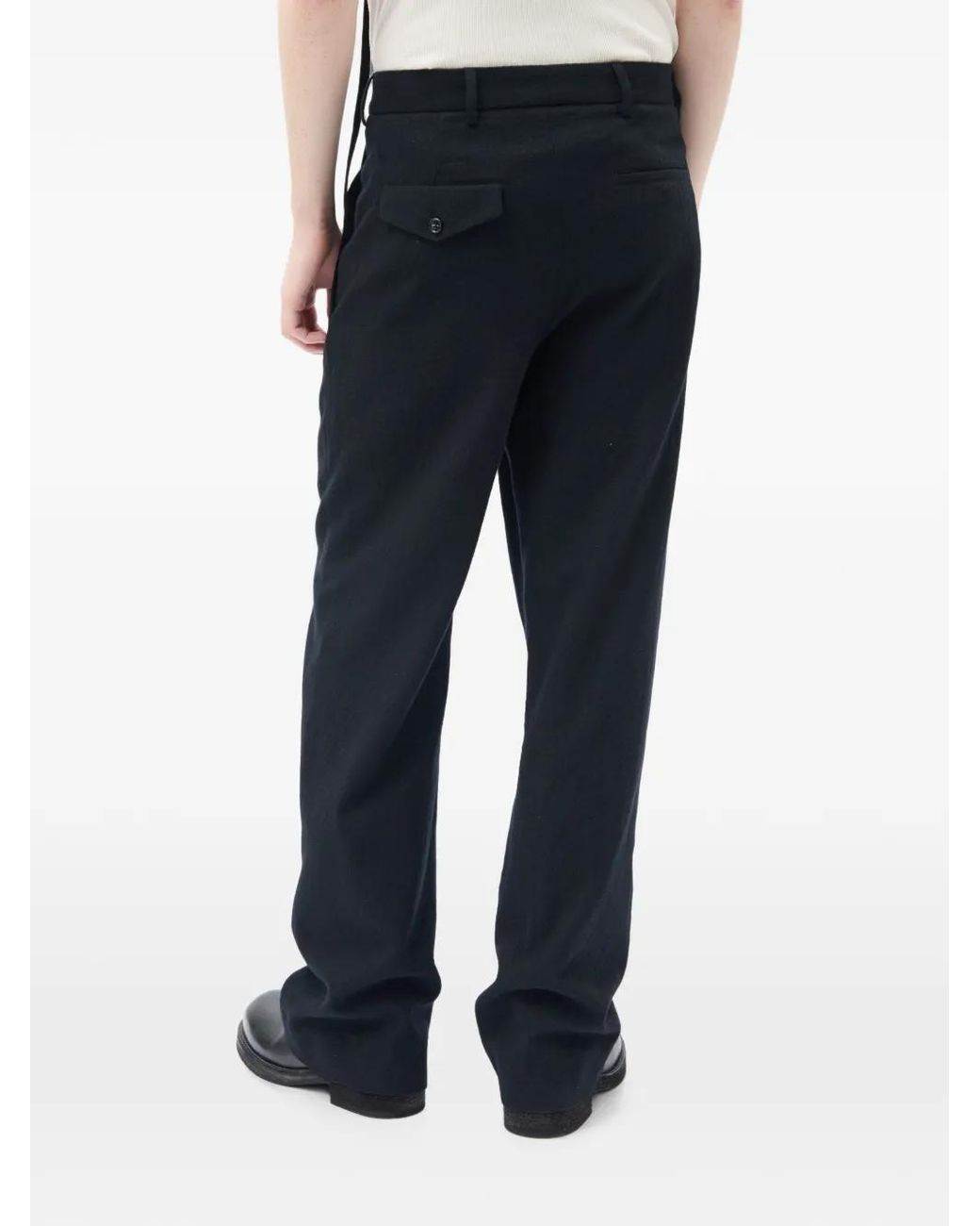Ann Demeulemeester Black Brushed-Wool Trousers for men