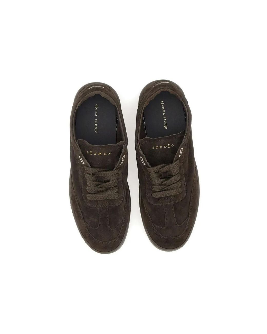 PIUMESTUDIO Brown Suede Lace-Up Sneakers for men