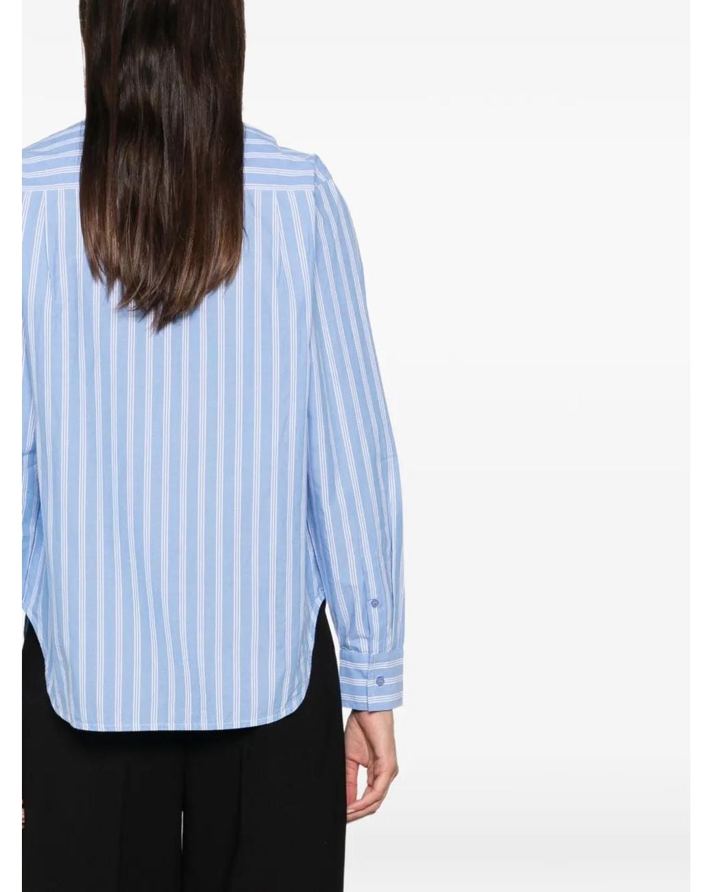 Essentiel Antwerp Blue Kdot Embroidered Striped Shirt